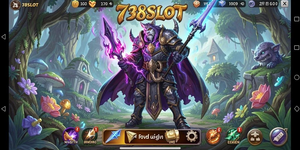 Tampilan gameplay seru dari 738SLOT yang menampilkan pertarungan epik.