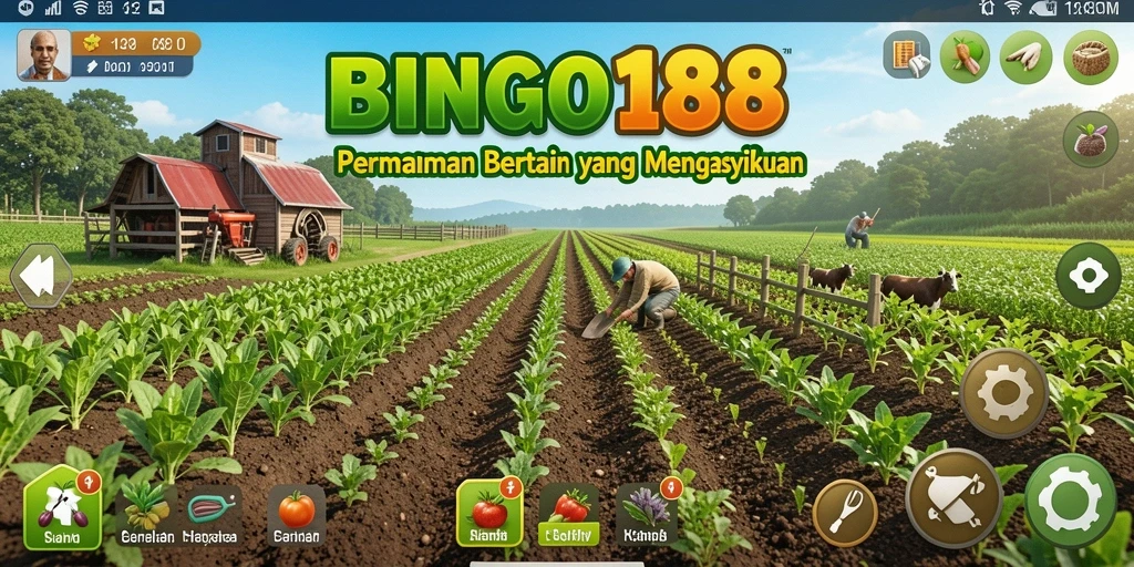 Tampilan gameplay menarik dalam BINGO188 saat bertani.