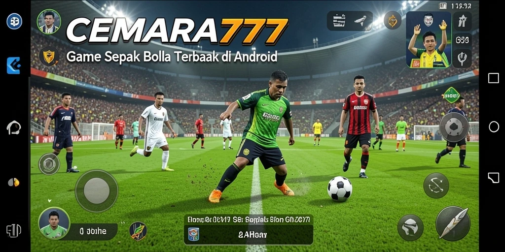 Tampilan gameplay CEMARA777 yang penuh aksi dalam pertandingan sepak bola.