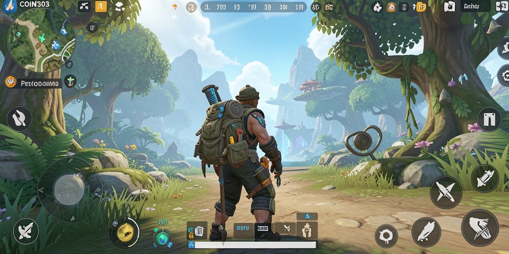 Tampilan seru dari gameplay di dunia terbuka COIN303.