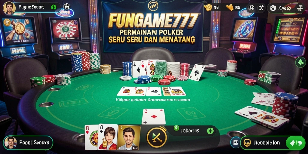 Tampilan permainan poker yang mendebarkan di FUNGAME777.
