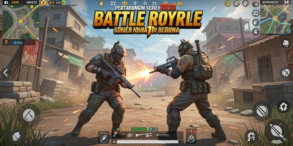 Tampilan seru gameplay pertarungan di GANAS33 Battle Royale.