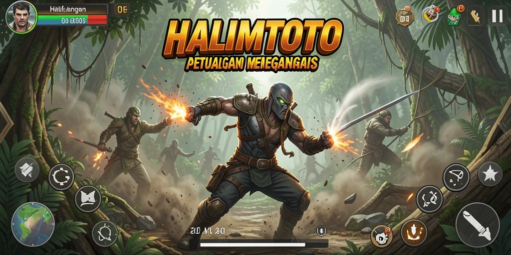 Tampilan gameplay HALIMTOTO yang mendebarkan dan penuh aksi.
