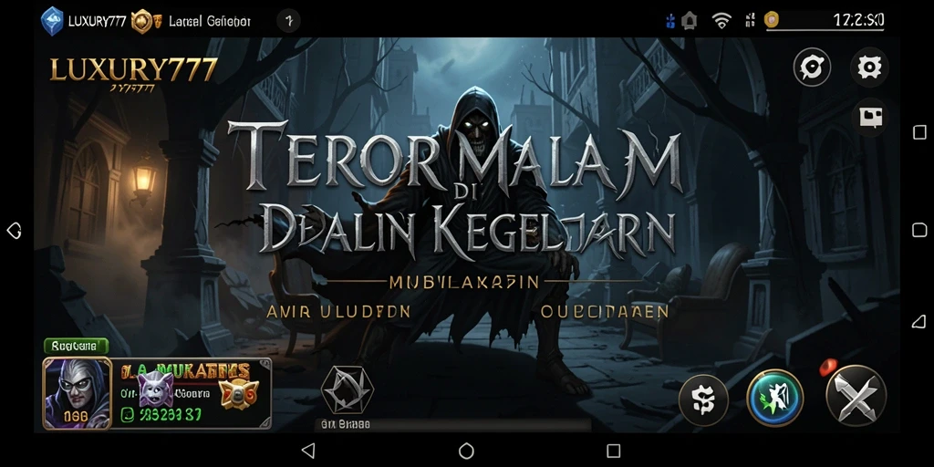 Tangkapan layar gameplay menyeramkan dari LUXURY777 dengan efek visual yang mencekam.