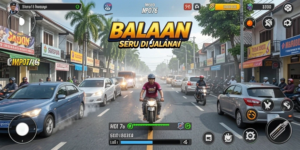 Screenshot MPO76 menampilkan aksi balapan yang intens dan grafis memukau.