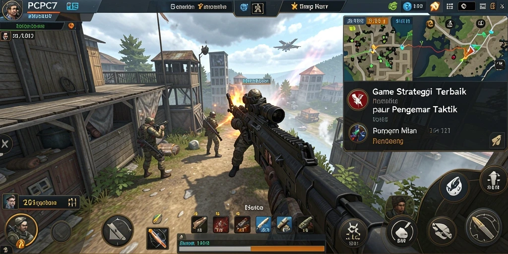 Screenshot PCPC7 menampilkan aksi strategis yang intens dan dinamis.