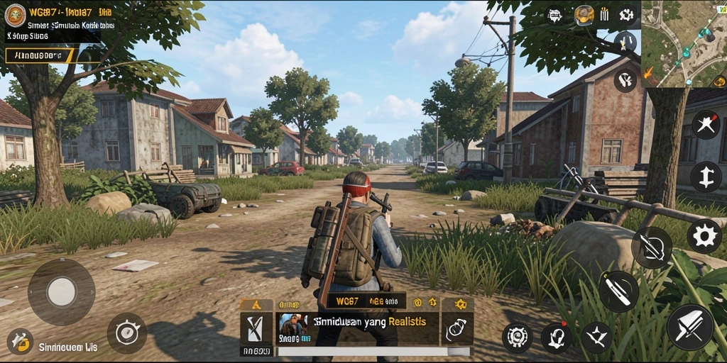 Screenshot gameplay yang menunjukkan interaksi karakter dalam simulasi.